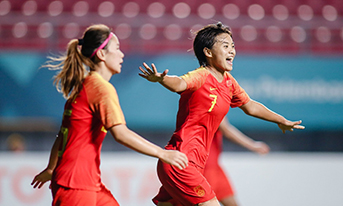  亚运会女足1/4决赛：中国5:0泰国